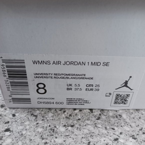 Women's Nike Air Jordan 1 Mid SE University Red Pomegranate Sneakers Shoes - Picture 7 of 11